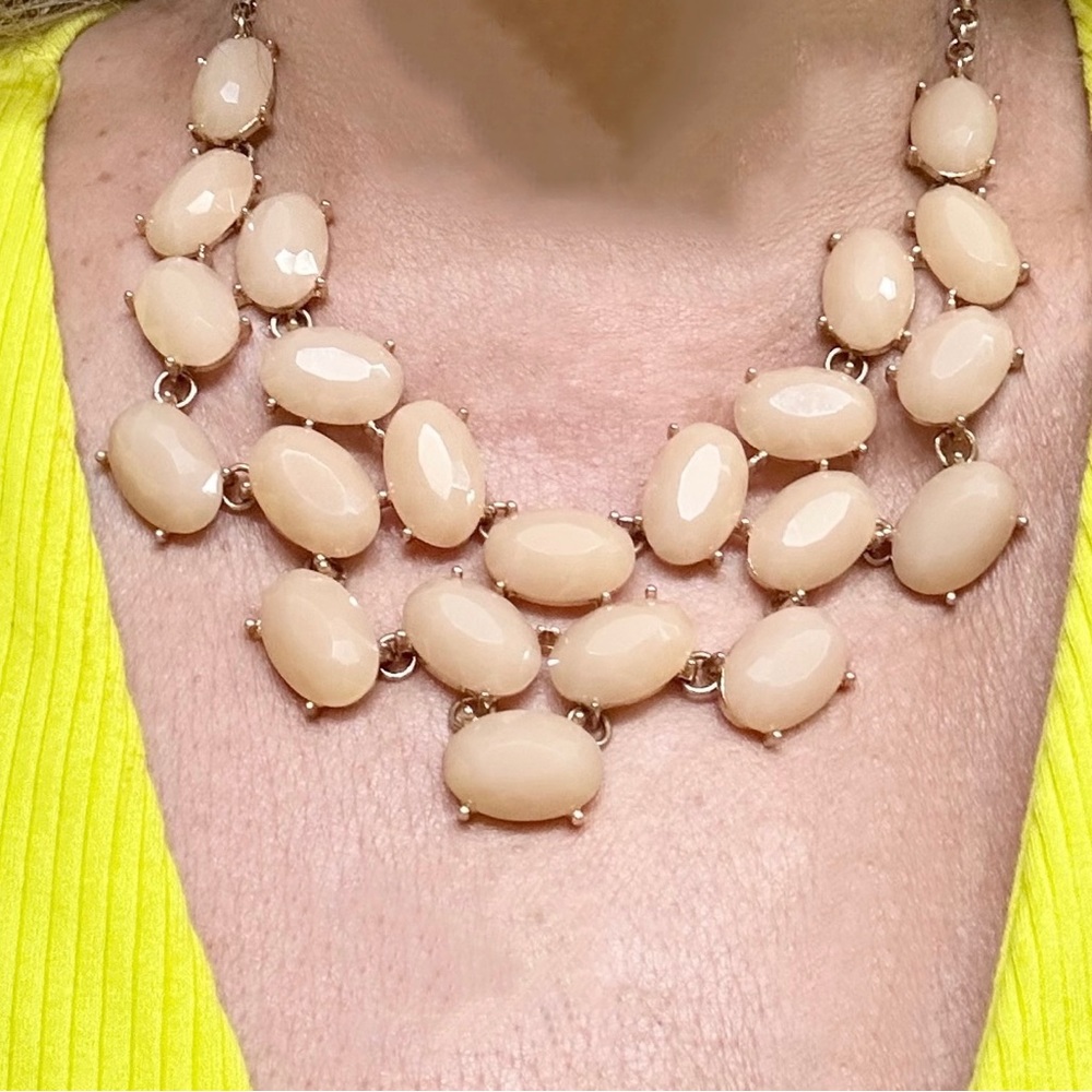 Necklace faux quartz stones gold tone statement necklace 20 inch - Picture 2 of 10